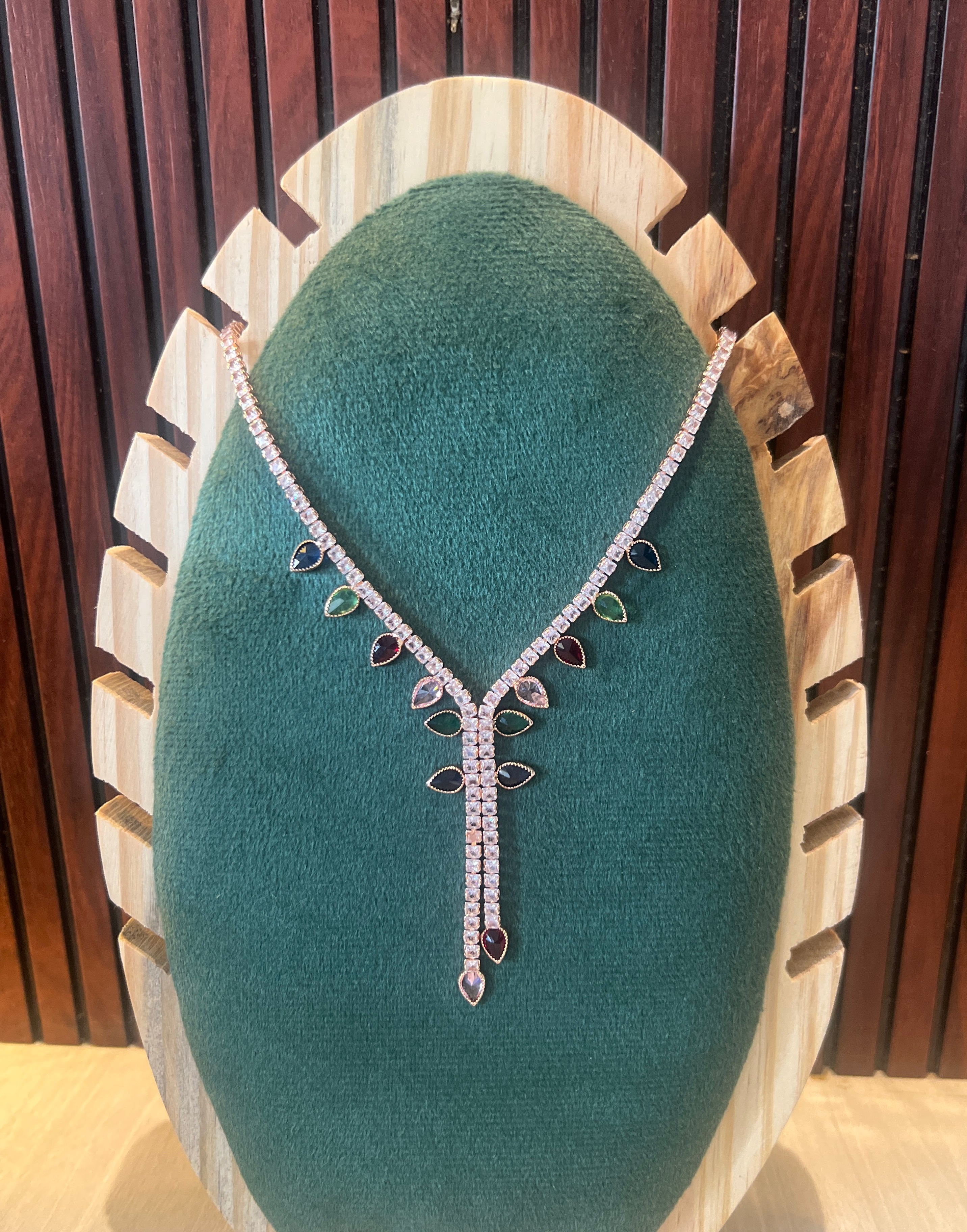 Elegant Diamond Jewelry On Velvet Stand