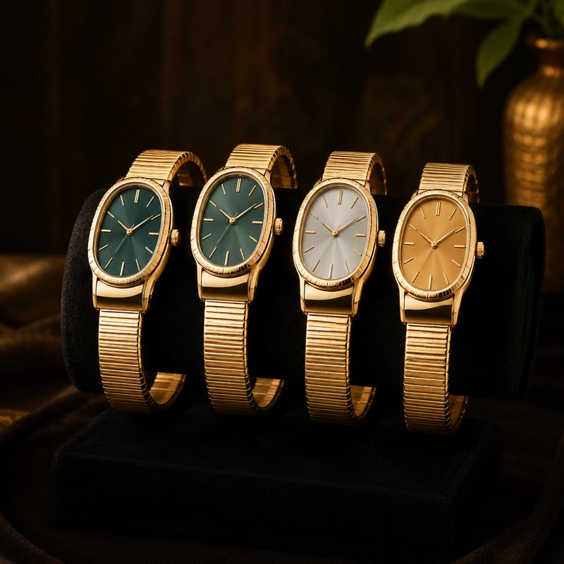 Elegant Gold Watches On Velvet